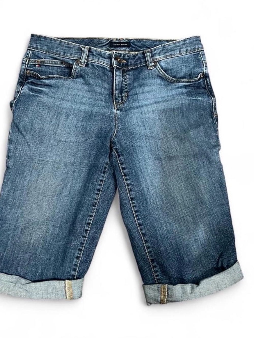 Tommy Hilfiger Women's Blue Boyfriend Denim Bermuda Shorts